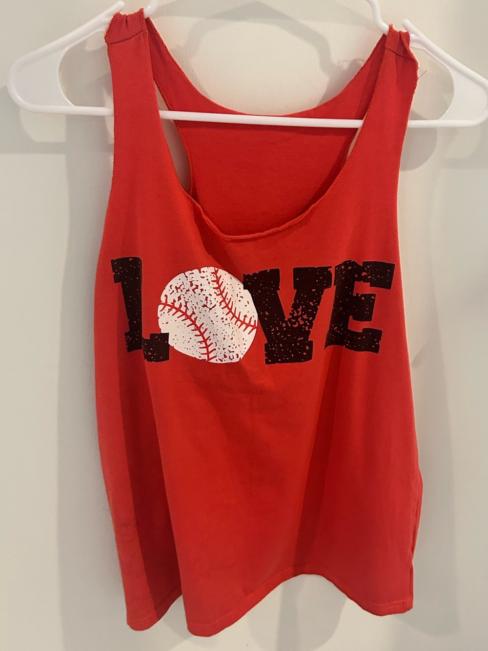 Red 'LOVE' Baseball Graphic Tank Top